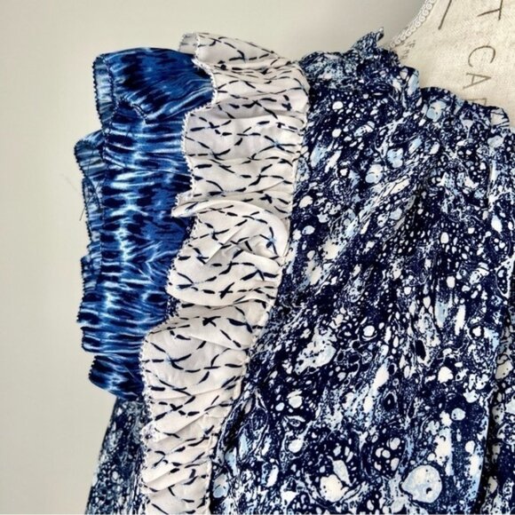 House of Harlow 1960 Blue  Ivory Sleeveless Blouse Sz   S - Picture 8 of 15